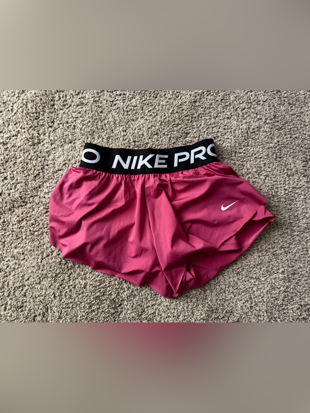 Nike Hot Pink Pro Running Shorts with Black Logo Waistband